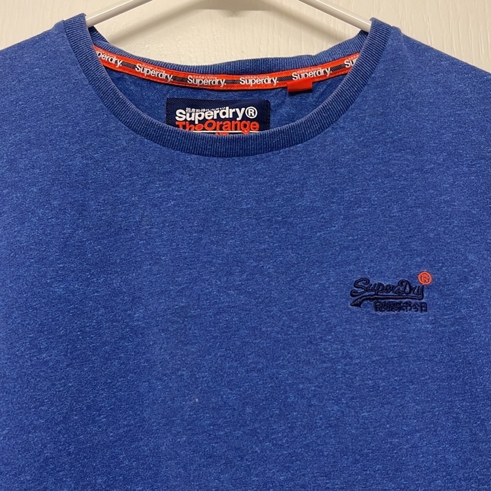 Superdry The Orange Label Tee Blue Shirt Embroider Logo on Chest Size Large EUC - Picture 3 of 6